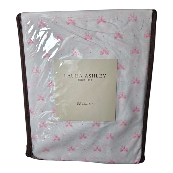 Laura Ashley Other - Laura Ashley Pink Bow Full Sheet Set